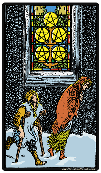 Five of Pentacles tarot card